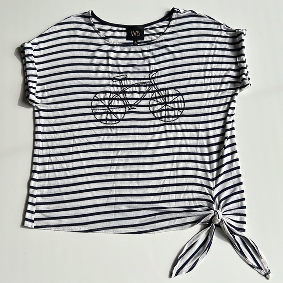 2 Nautical stripes tops, Embellished chic design- Karl Lagerfeld and W5 - Picture 3 of 12